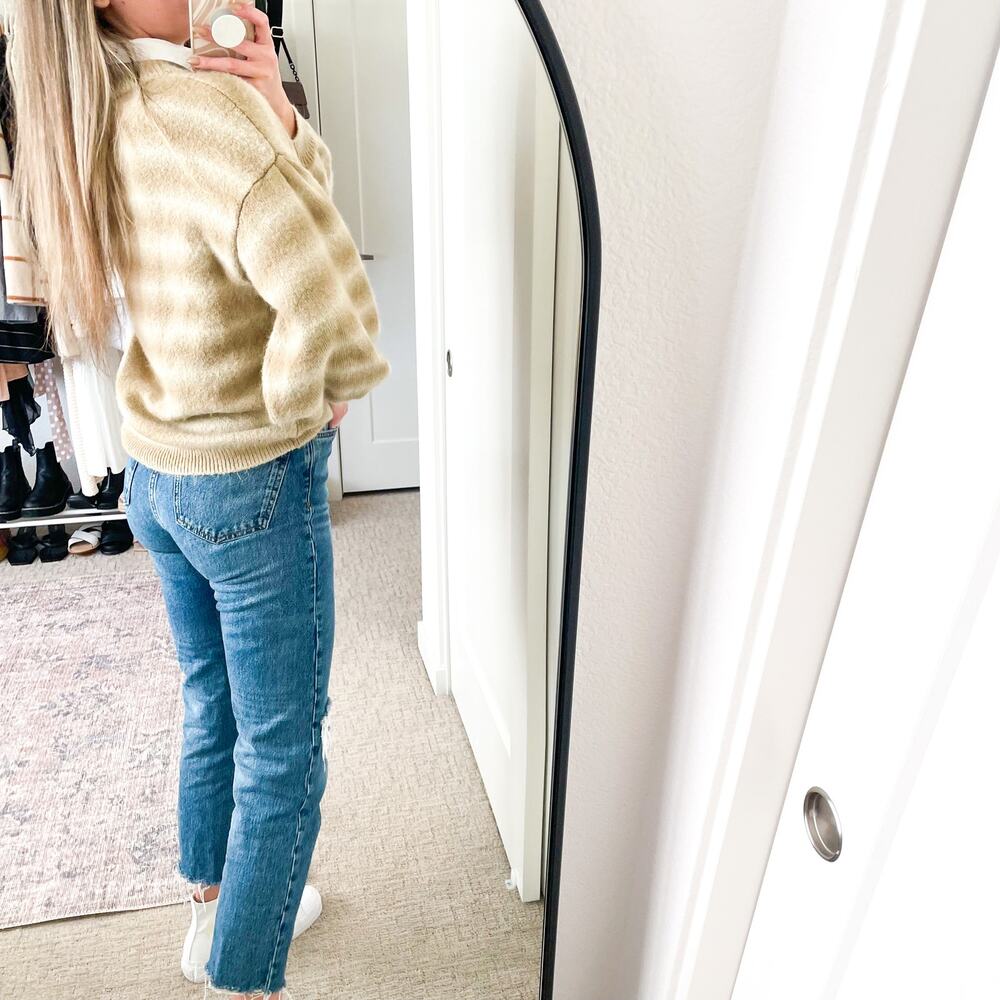 SOMETHING NAVY Neutral‎ Tan Striped Sweater - Picture 4 of 16